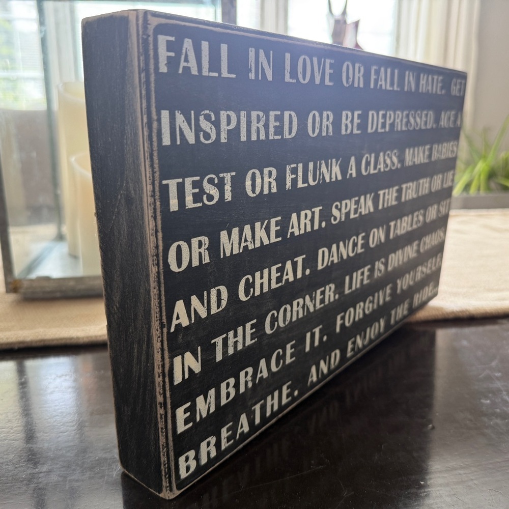 100% Wood Primitives by Kathy Classic Box Sign  9” x 15“ x 1.75” Black